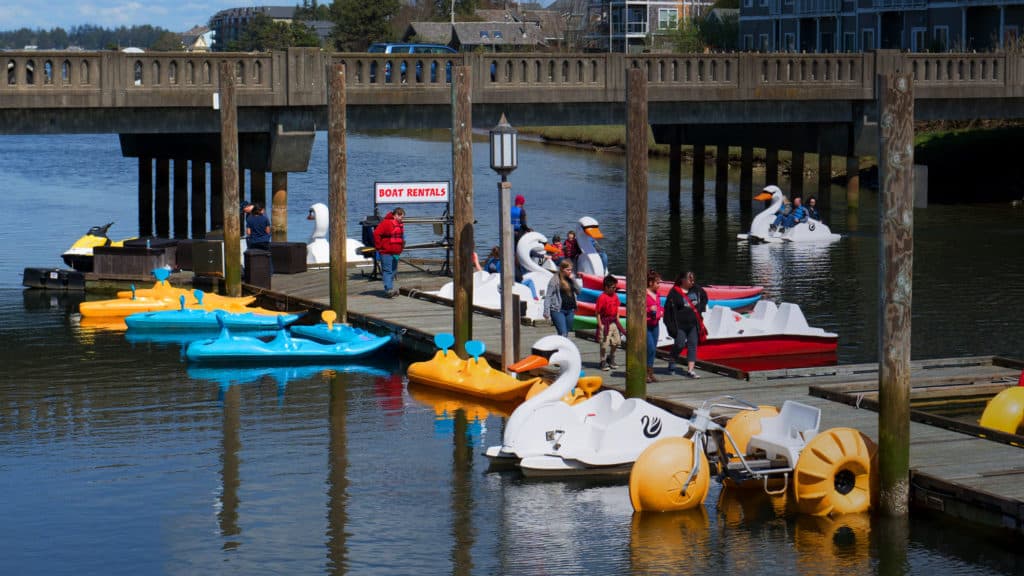 Swan Pedal Boat Rentals in Quatat Park in Seaside, Oregon