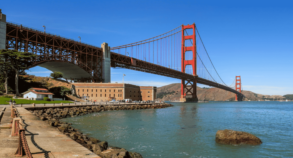 Admire the Golden Gate Bridge and Fort Point on our GPS guided bike tour!