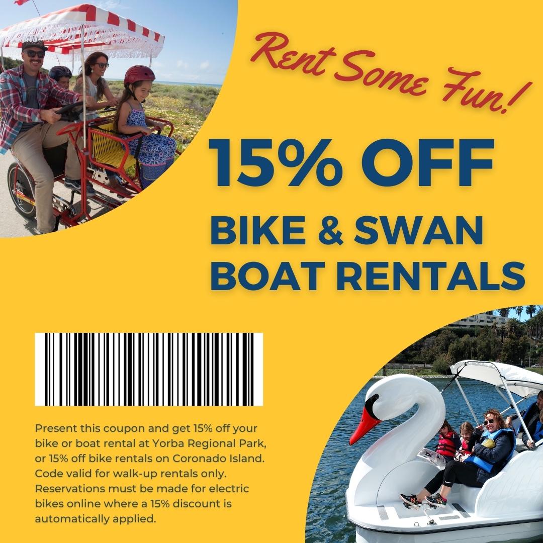 Swan Boats at Yorba Regional Park Wheel Fun Rentals
